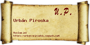 Urbán Piroska névjegykártya