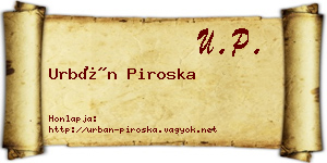 Urbán Piroska névjegykártya